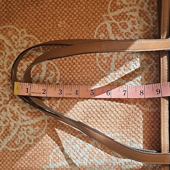 Michael Kors Kempton Blue Nylon Tote Bag with Brown Leather Trim and Gold Trim - Picture 12 of 13